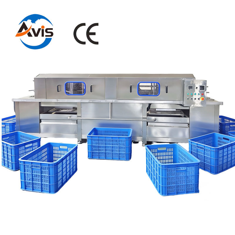 Tunnel-Type Plastic Pallet Fruit And Vegetable Basket Turnover Box Washing Machine Fully Automatic Basket Washing Machine