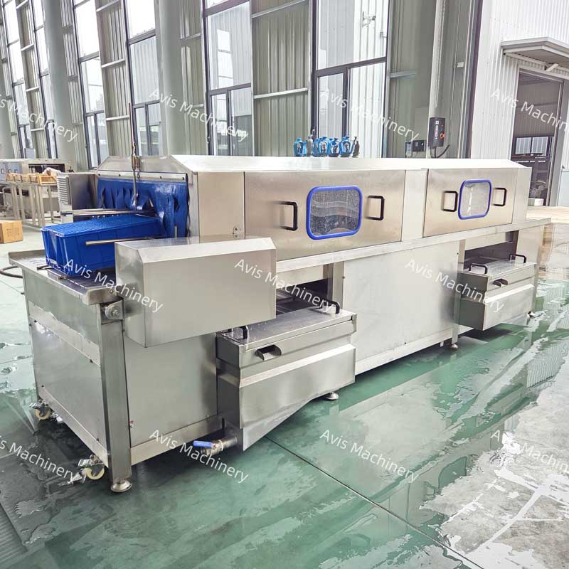 Tunnel-Type Plastic Pallet Fruit And Vegetable Basket Turnover Box Washing Machine Fully Automatic Basket Washing Machine