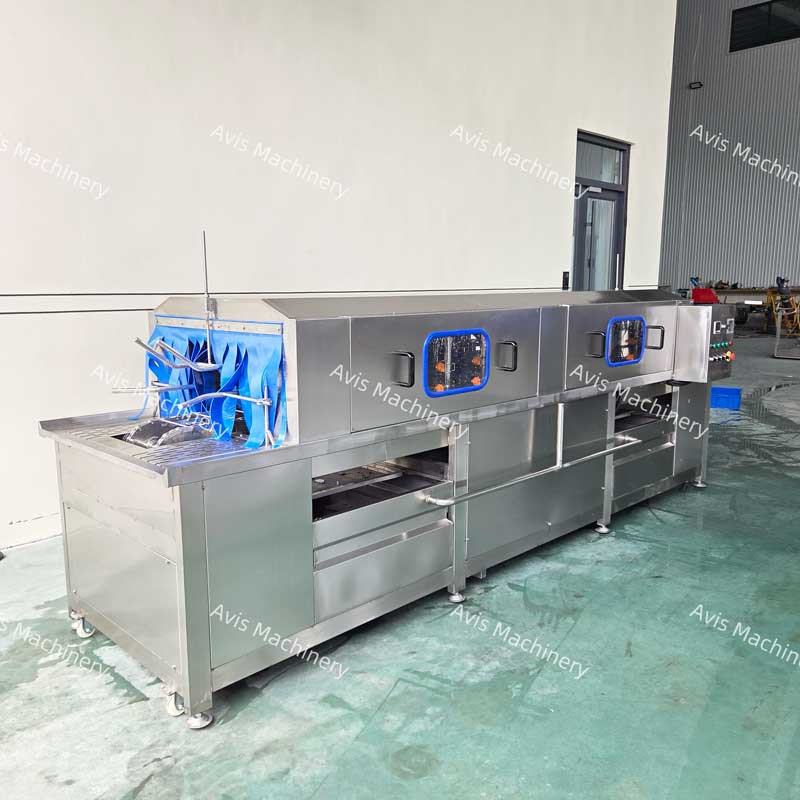 Tunnel-Type Plastic Pallet Fruit And Vegetable Basket Turnover Box Washing Machine Fully Automatic Basket Washing Machine