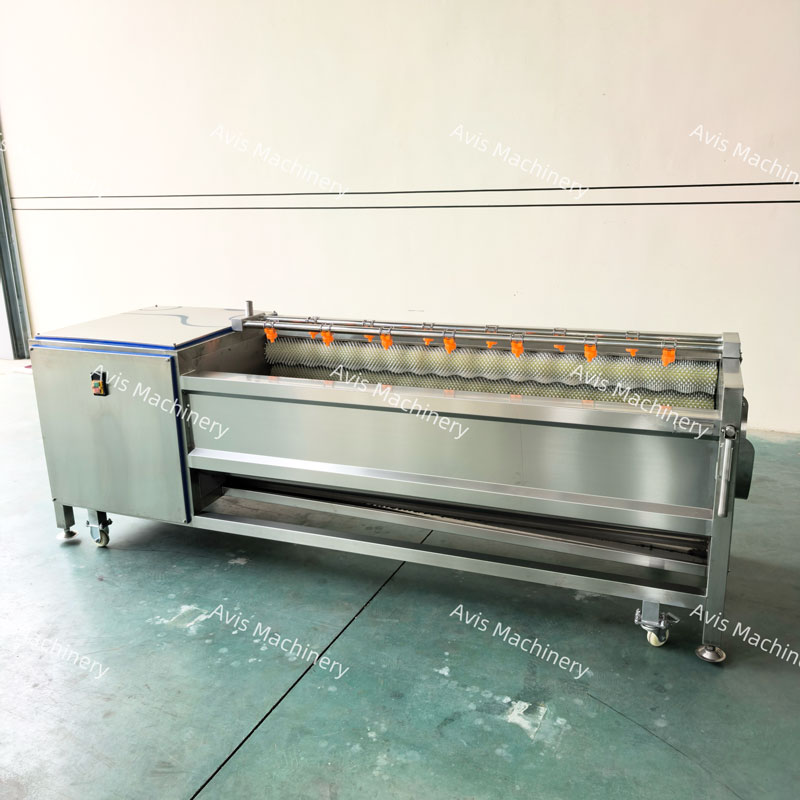 Fruit And Vegetable And Seafood Washing Machine Cassava And Sweet Potato Roller Brush Washing And Peeling Machine