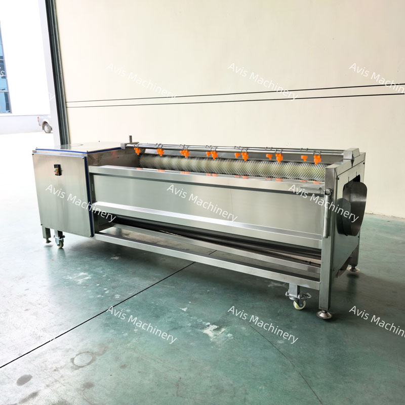 Fruit And Vegetable And Seafood Washing Machine Cassava And Sweet Potato Roller Brush Washing And Peeling Machine