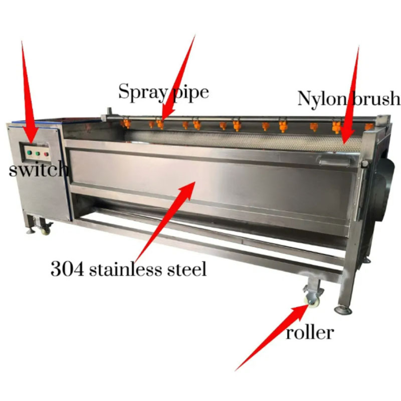 Fruit And Vegetable And Seafood Washing Machine Cassava And Sweet Potato Roller Brush Washing And Peeling Machine