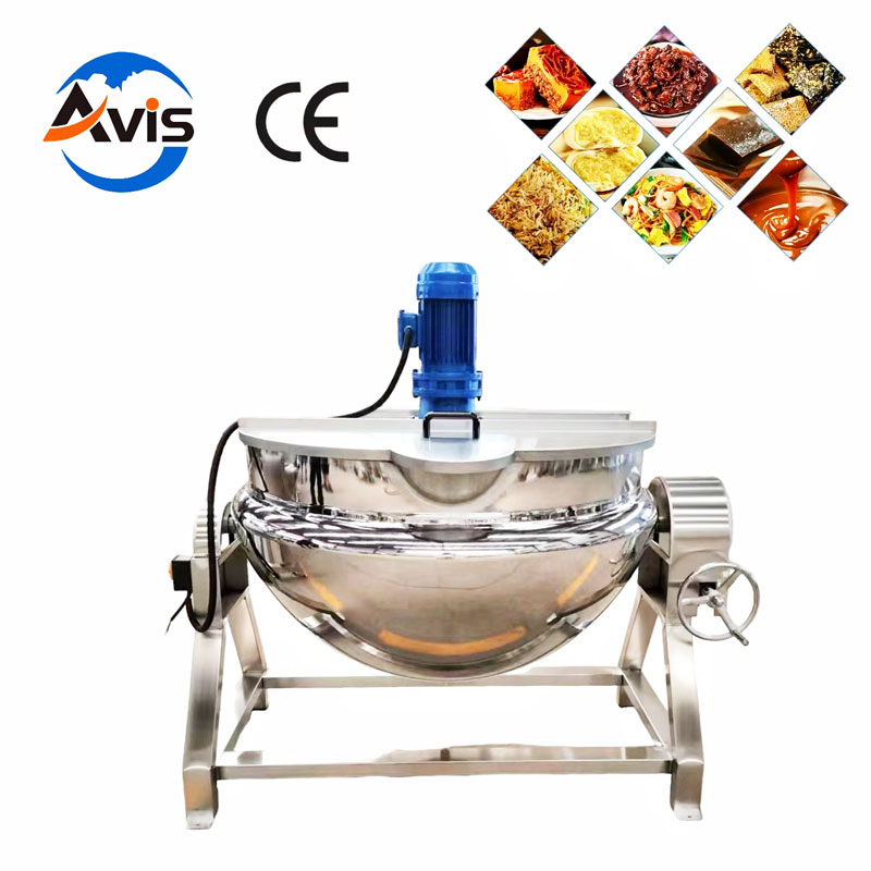 Industrial Steam Jacketed Cooking Pot Electric Electromagnetic And Gas-Fired Mixing Jacketed Kettle For Nuts Jams Soups Vegetables And Meats
