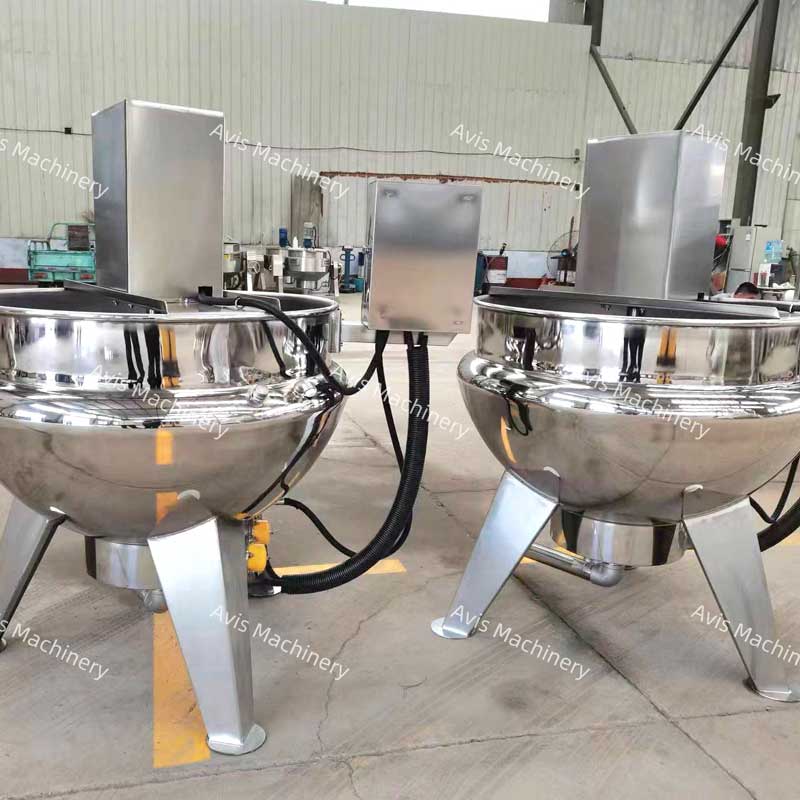 Industrial Steam Jacketed Cooking Pot Electric Electromagnetic And Gas-Fired Mixing Jacketed Kettle For Nuts Jams Soups Vegetables And Meats