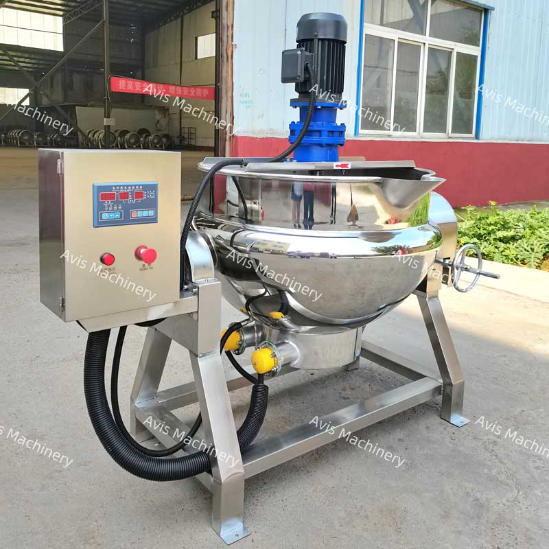 Industrial Steam Jacketed Cooking Pot Electric Electromagnetic And Gas-Fired Mixing Jacketed Kettle For Nuts Jams Soups Vegetables And Meats