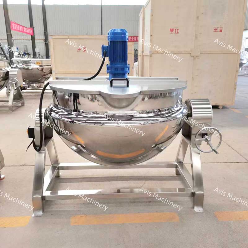 Industrial Steam Jacketed Cooking Pot Electric Electromagnetic And Gas-Fired Mixing Jacketed Kettle For Nuts Jams Soups Vegetables And Meats