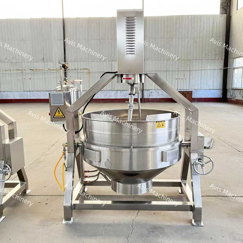 Industrial Steam Jacketed Cooking Pot Electric Electromagnetic And Gas-Fired Mixing Jacketed Kettle For Nuts Jams Soups Vegetables And Meats