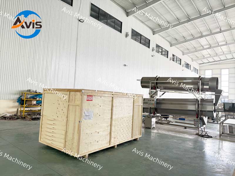 Avis Machinery's cassava production line is fully packaged in wooden crates and ready to be shipped to Brazil