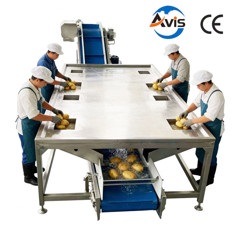 Potato Cassava Cleaning Machine And Stainless Steel Food Sorting Platform