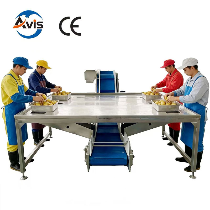 Potato Cassava Cleaning Machine And Stainless Steel Food Sorting Platform